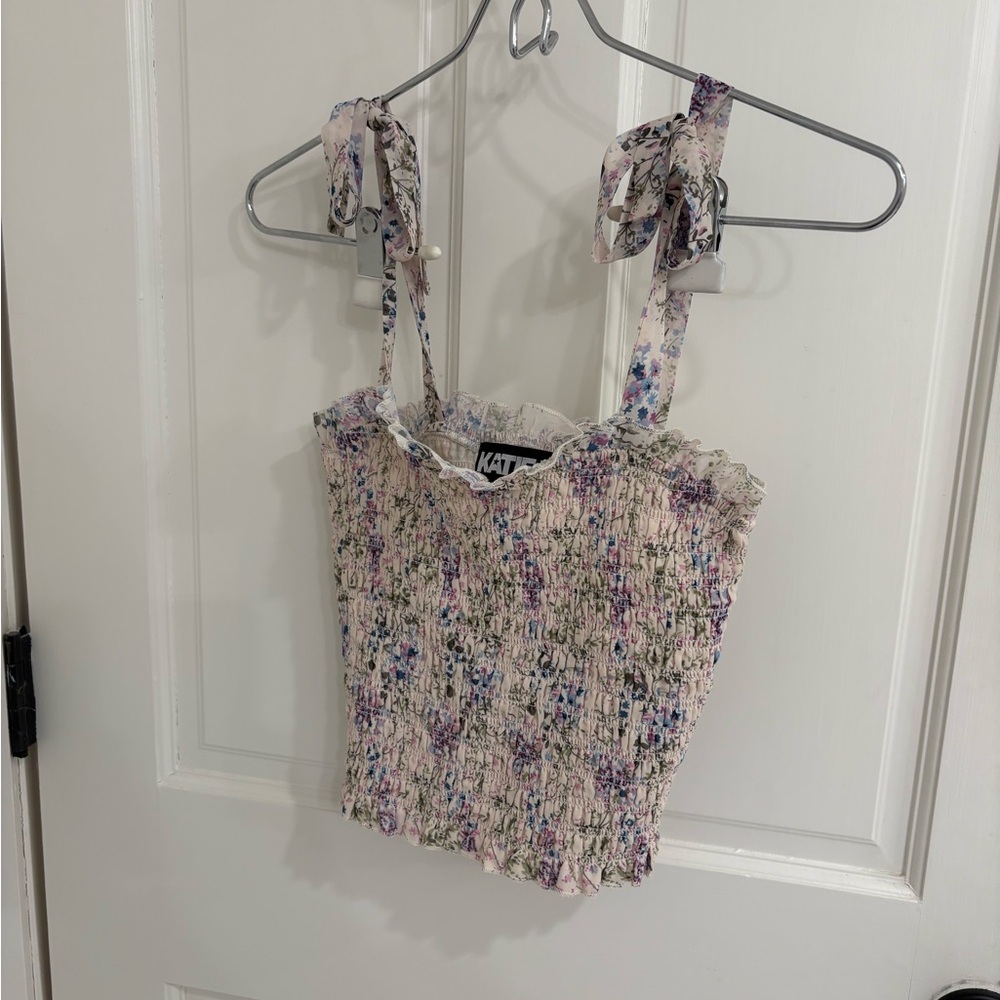 Katie J NYC Girls Large Floral Smocked Top - Multicolor